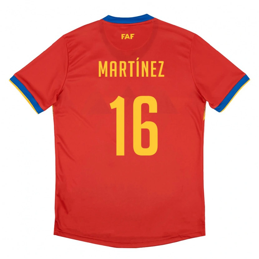 Danxen Hombre Camiseta Andorra Alex Martínez #16 Rojo Azul Amarillo 1ª Equipación 26-28 La Camisa