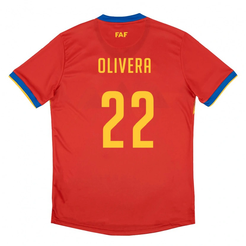 Danxen Hombre Camiseta Andorra Ian Olivera #22 Rojo Azul Amarillo 1ª Equipación 26-28 La Camisa