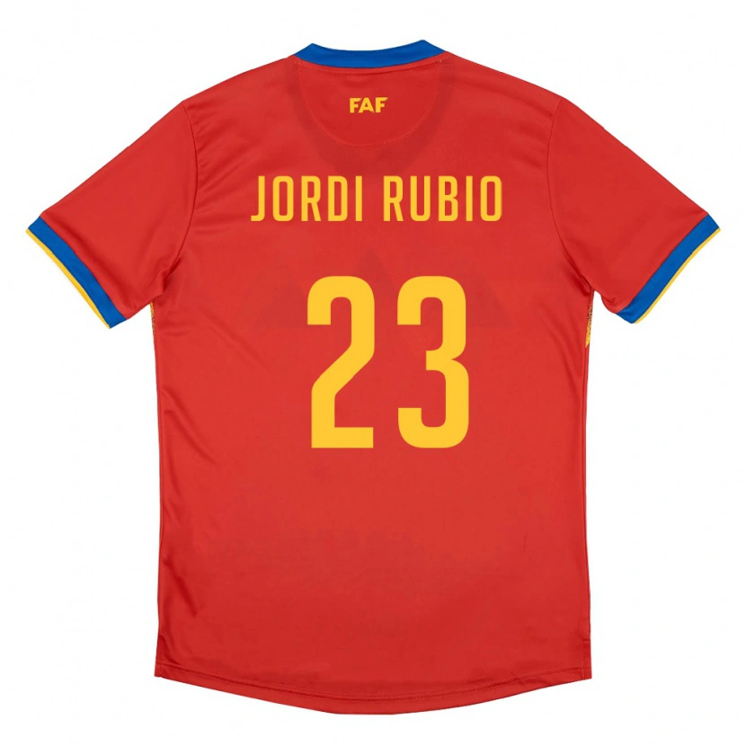 Danxen Hombre Camiseta Andorra Jordi Rubio #23 Rojo Azul Amarillo 1ª Equipación 26-28 La Camisa