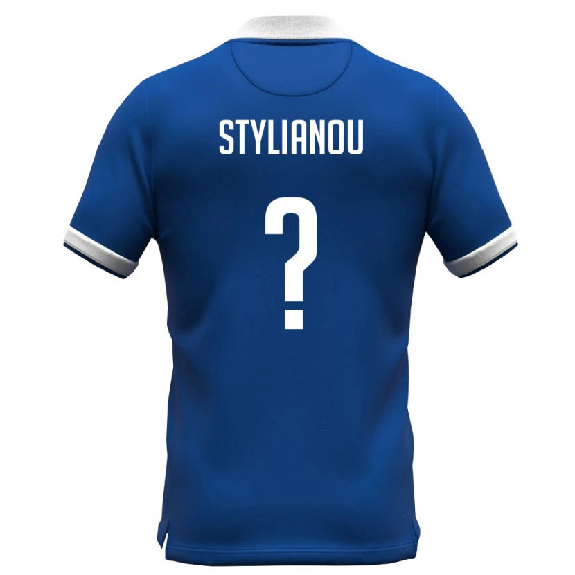 Danxen Hombre Camiseta Chipre Ilias Stylianou #0 Azul Real Blanco 1ª Equipación 26-28 La Camisa