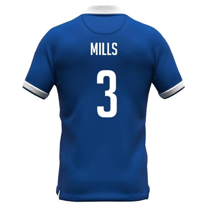 Danxen Hombre Camiseta Chipre Harry Mills #3 Azul Real Blanco 1ª Equipación 26-28 La Camisa