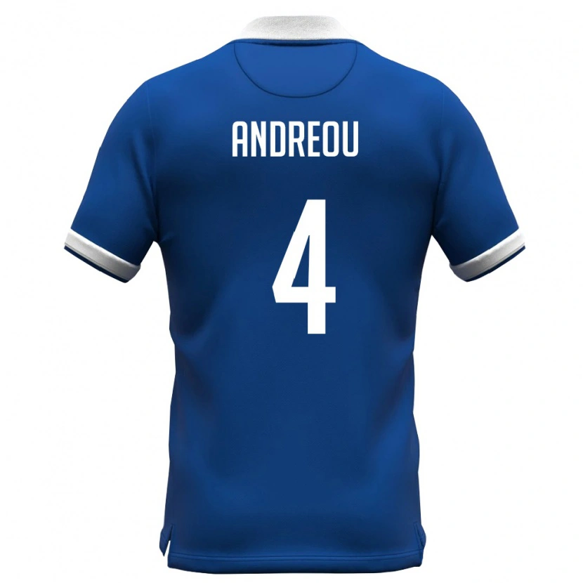 Danxen Hombre Camiseta Chipre Stelios Andreou #4 Azul Real Blanco 1ª Equipación 26-28 La Camisa