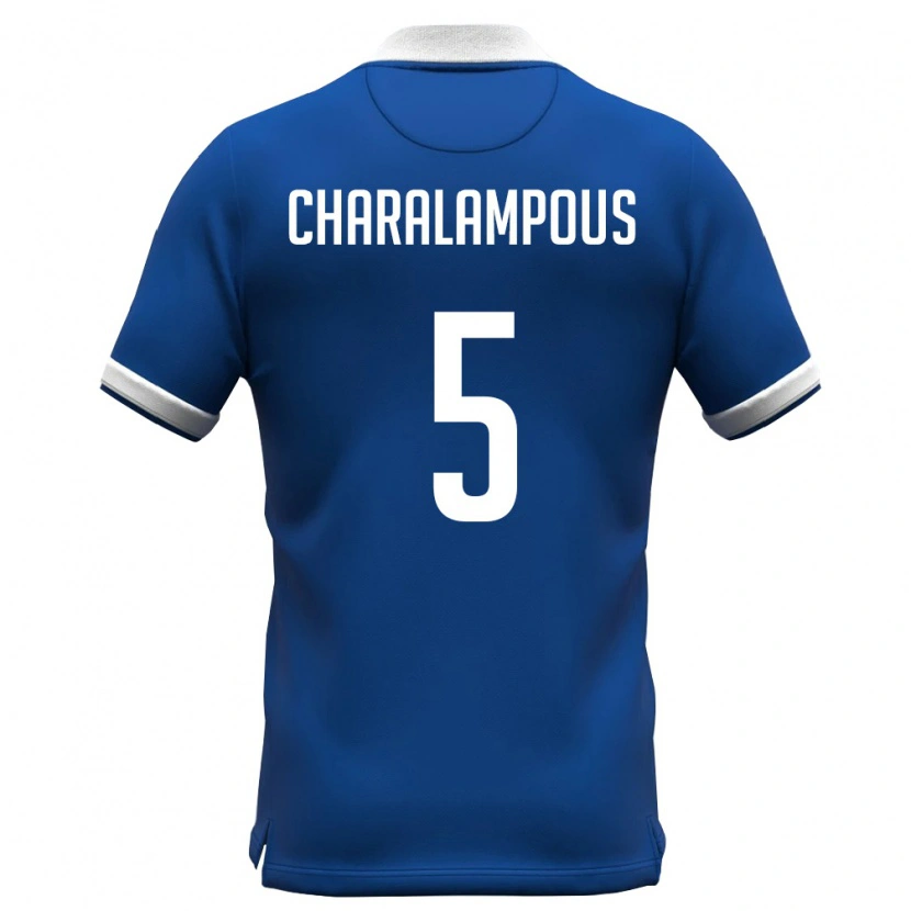 Danxen Hombre Camiseta Chipre Charalampos Charalampous #5 Azul Real Blanco 1ª Equipación 26-28 La Camisa