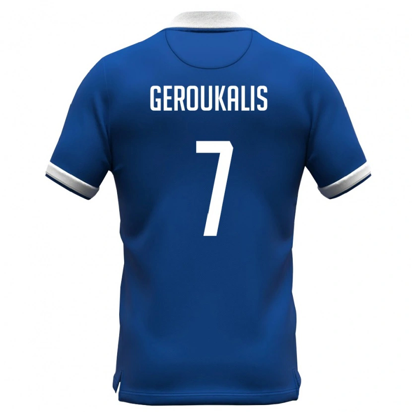 Danxen Hombre Camiseta Chipre Alexandros Geroukalis #7 Azul Real Blanco 1ª Equipación 26-28 La Camisa