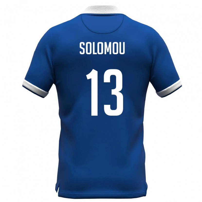 Danxen Hombre Camiseta Chipre Michail Solomou #13 Azul Real Blanco 1ª Equipación 26-28 La Camisa