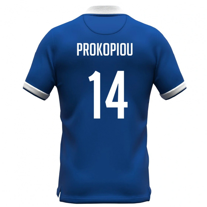 Danxen Hombre Camiseta Chipre Alexandros Prokopiou #14 Azul Real Blanco 1ª Equipación 26-28 La Camisa