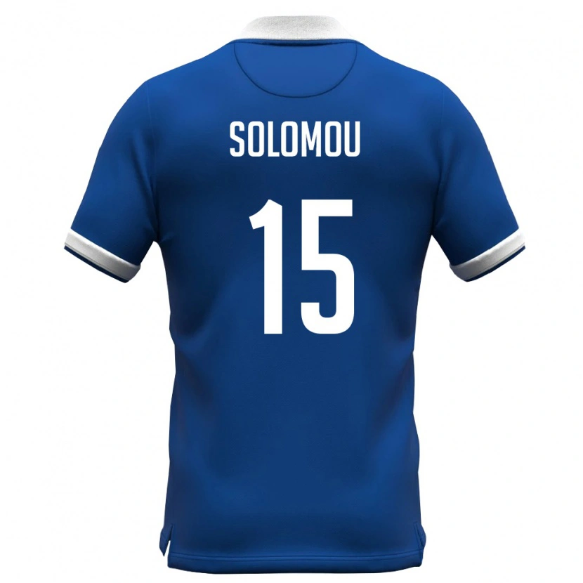 Danxen Hombre Camiseta Chipre Symeon Solomou #15 Azul Real Blanco 1ª Equipación 26-28 La Camisa