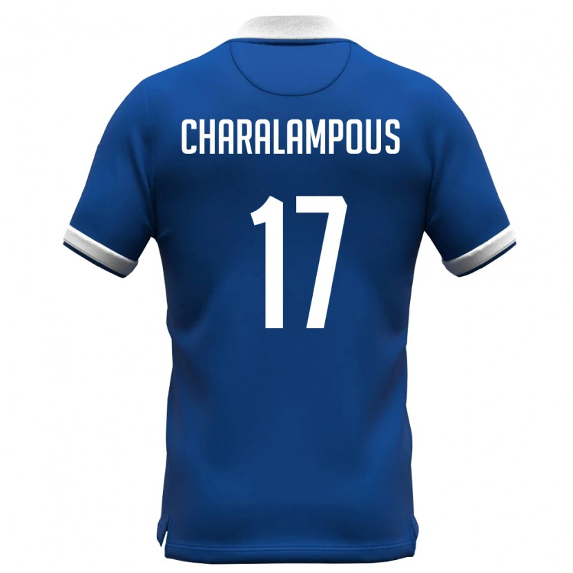 Danxen Hombre Camiseta Chipre Martinos Charalampous #17 Azul Real Blanco 1ª Equipación 26-28 La Camisa