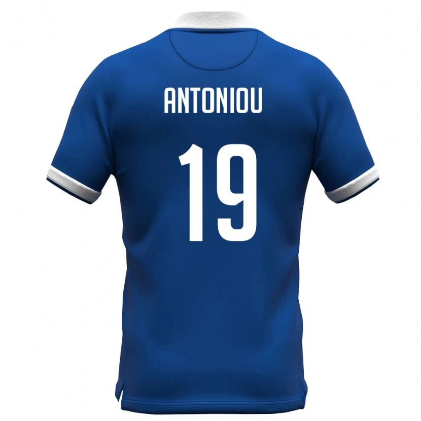 Danxen Hombre Camiseta Chipre Evagoras Antoniou #19 Azul Real Blanco 1ª Equipación 26-28 La Camisa