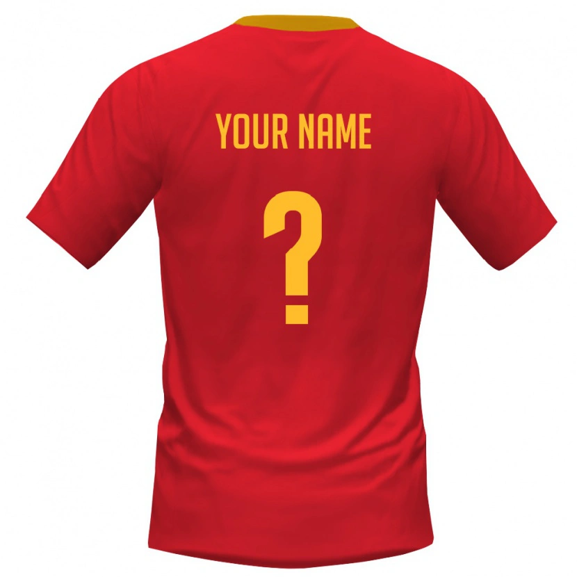 Danxen Hombre Camiseta Montenegro Su Nombre #0 Rojo Amarillo 1ª Equipación 26-28 La Camisa