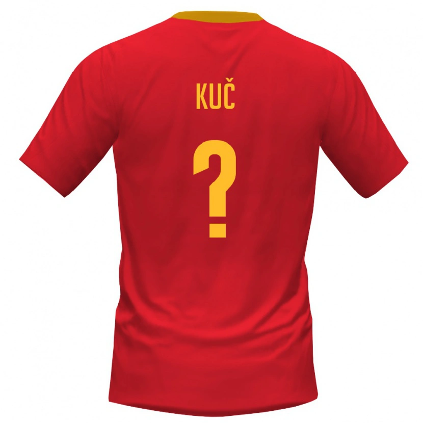 Danxen Hombre Camiseta Montenegro Luka Kuč #0 Rojo Amarillo 1ª Equipación 26-28 La Camisa