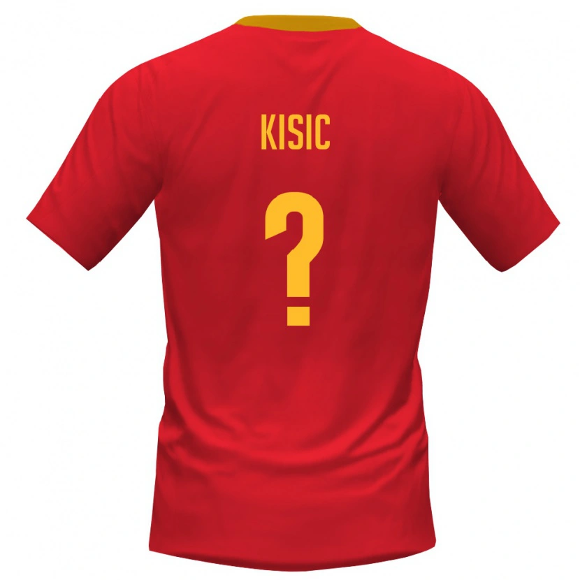Danxen Hombre Camiseta Montenegro Danilo Kisic #0 Rojo Amarillo 1ª Equipación 26-28 La Camisa