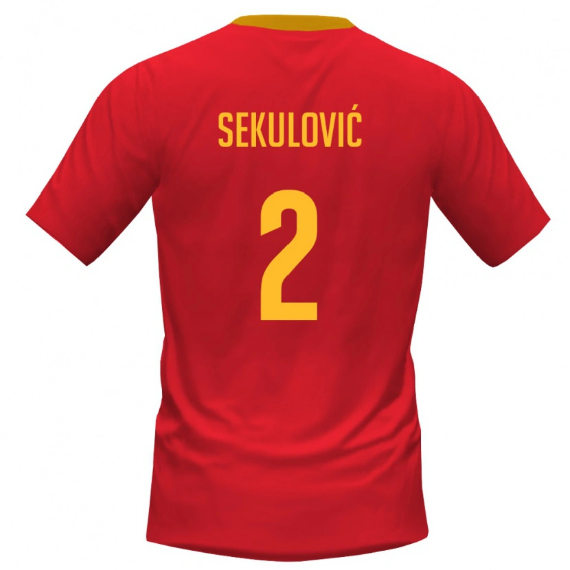 Danxen Hombre Camiseta Montenegro Petar Sekulović #2 Rojo Amarillo 1ª Equipación 26-28 La Camisa