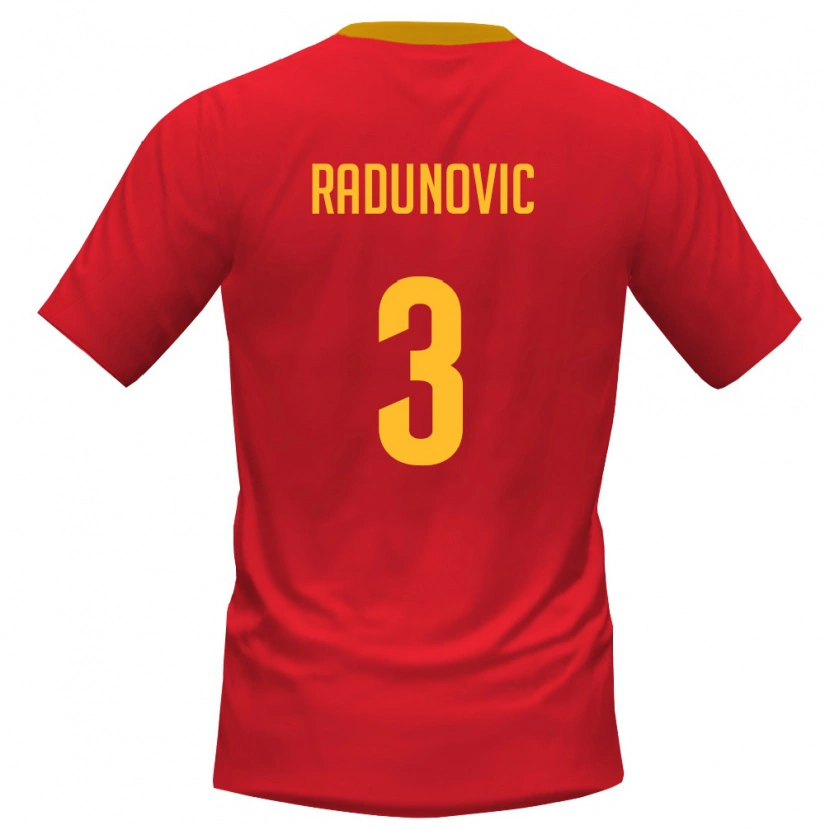 Danxen Hombre Camiseta Montenegro Risto Radunovic #3 Rojo Amarillo 1ª Equipación 26-28 La Camisa
