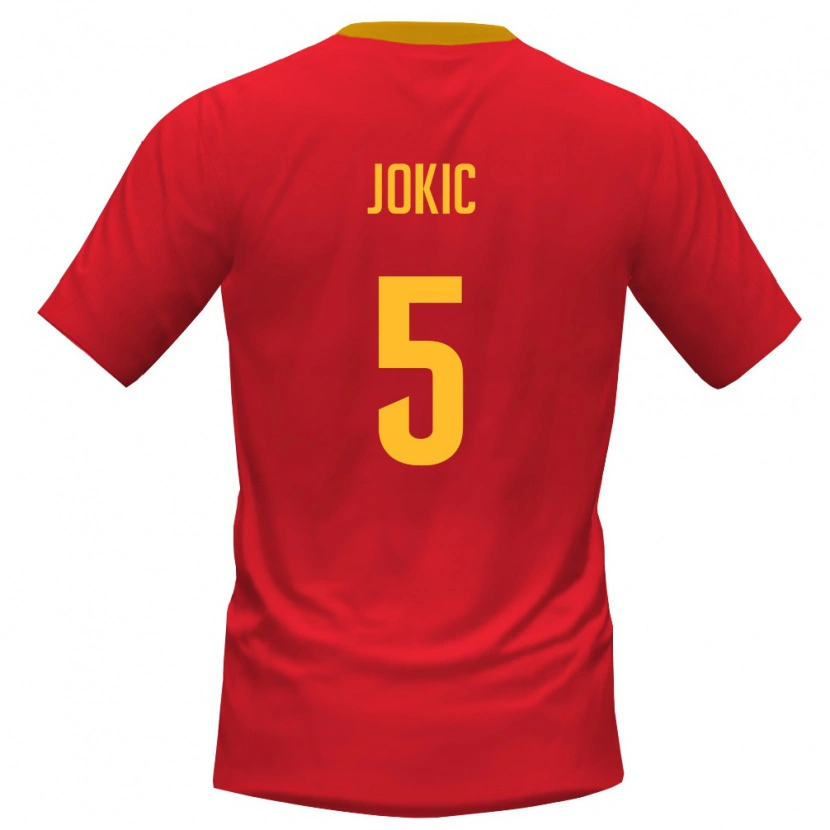 Danxen Hombre Camiseta Montenegro Vojislav Jokic #5 Rojo Amarillo 1ª Equipación 26-28 La Camisa