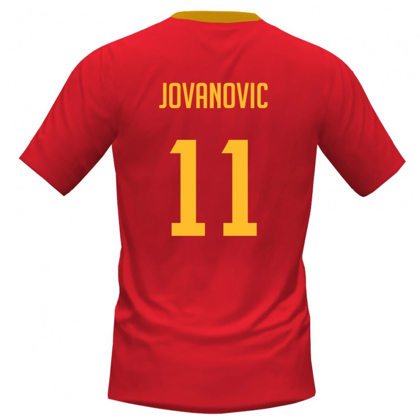 Danxen Hombre Camiseta Montenegro Matija Jovanovic #11 Rojo Amarillo 1ª Equipación 26-28 La Camisa