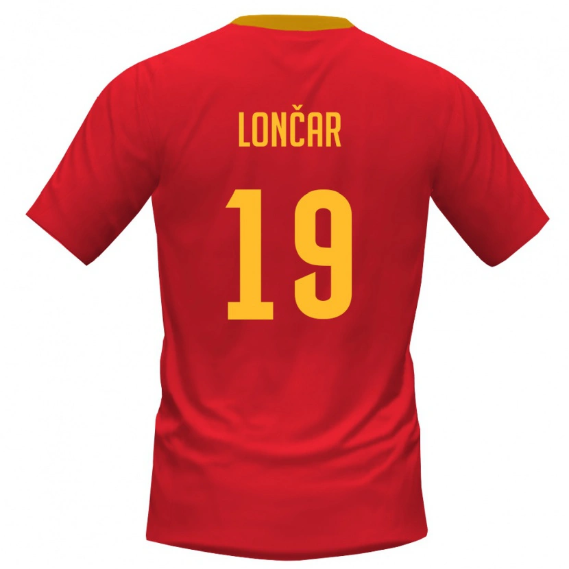 Danxen Hombre Camiseta Montenegro Stefan Loncar #19 Rojo Amarillo 1ª Equipación 26-28 La Camisa