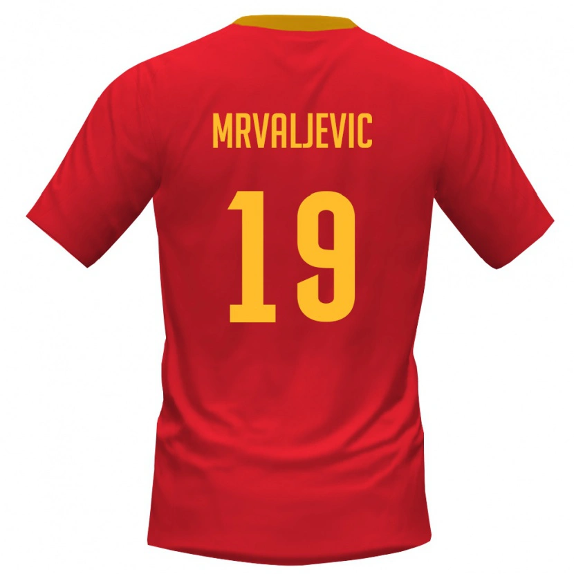 Danxen Hombre Camiseta Montenegro Balsa Mrvaljevic #19 Rojo Amarillo 1ª Equipación 26-28 La Camisa