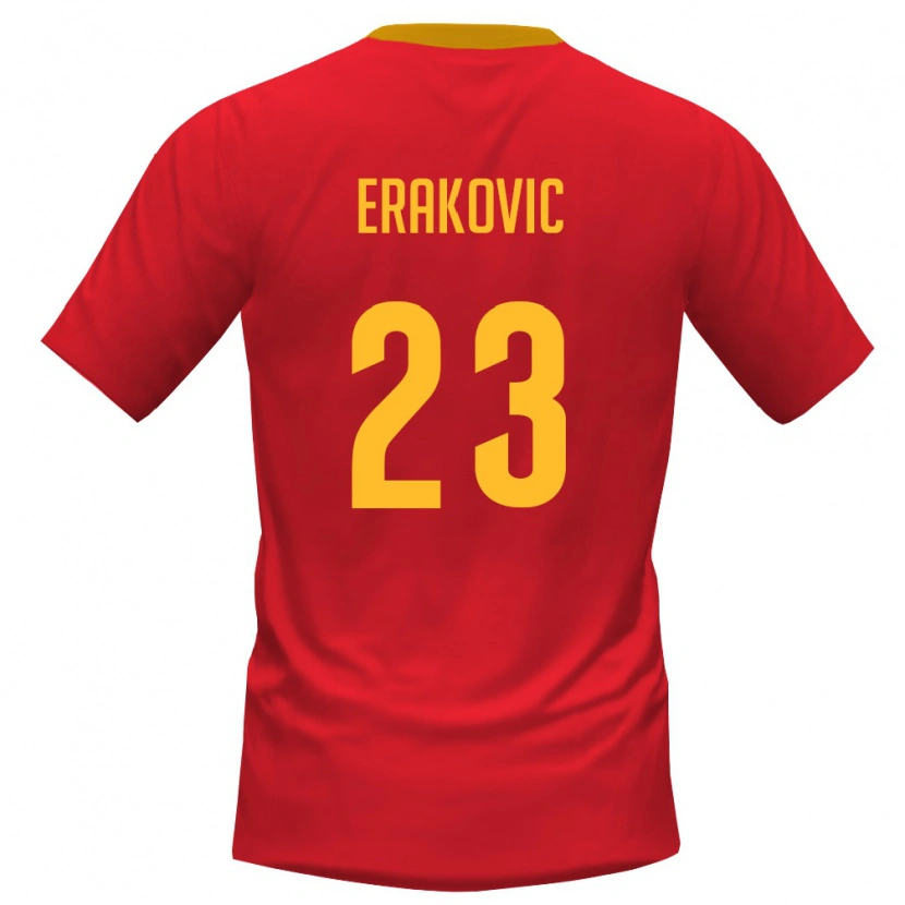 Danxen Hombre Camiseta Montenegro Novica Erakovic #23 Rojo Amarillo 1ª Equipación 26-28 La Camisa