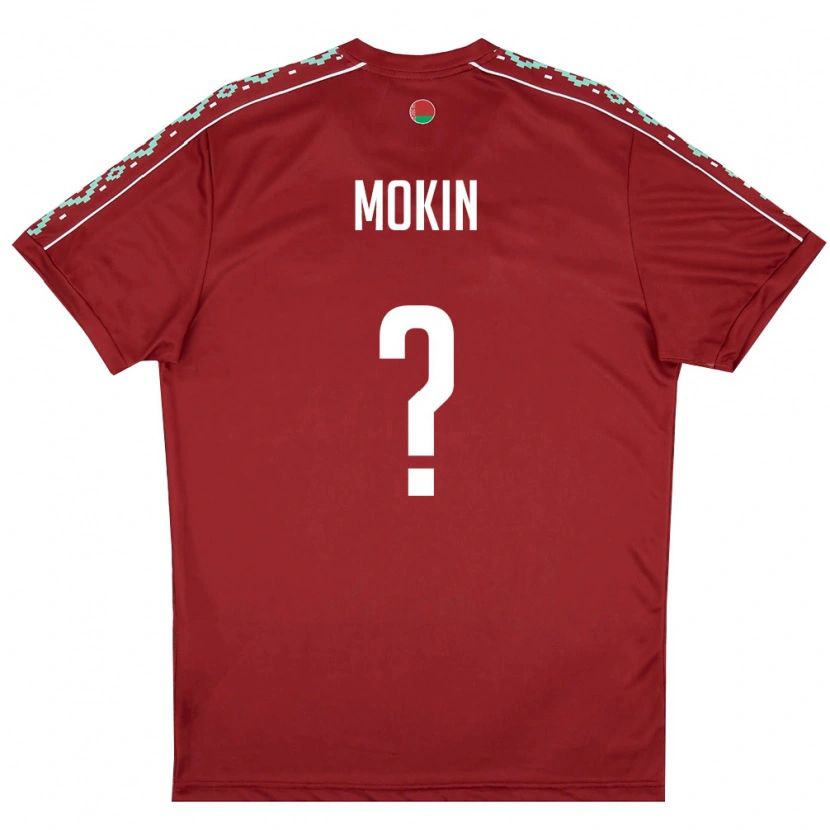 Danxen Hombre Camiseta Bielorrusia Mark Mokin #0 Rojo Oscuro Blanco 1ª Equipación 26-28 La Camisa