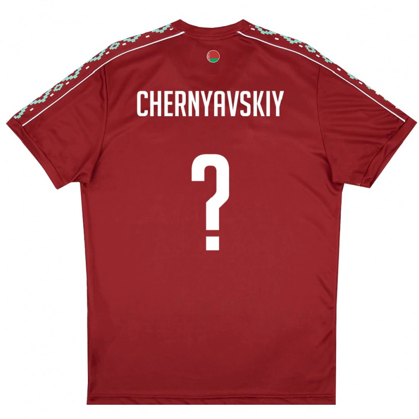 Danxen Hombre Camiseta Bielorrusia Matvey Chernyavskiy #0 Rojo Oscuro Blanco 1ª Equipación 26-28 La Camisa