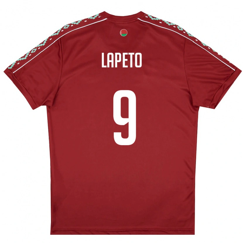 Danxen Hombre Camiseta Bielorrusia Rodion Lapeto #9 Rojo Oscuro Blanco 1ª Equipación 26-28 La Camisa