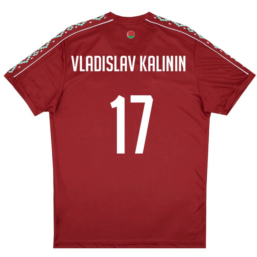 Danxen Hombre Camiseta Bielorrusia Vladislav Kalinin #17 Rojo Oscuro Blanco 1ª Equipación 26-28 La Camisa