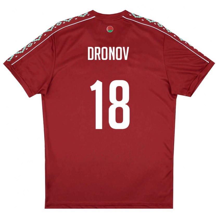 Danxen Hombre Camiseta Bielorrusia Stanislav Dronov #18 Rojo Oscuro Blanco 1ª Equipación 26-28 La Camisa