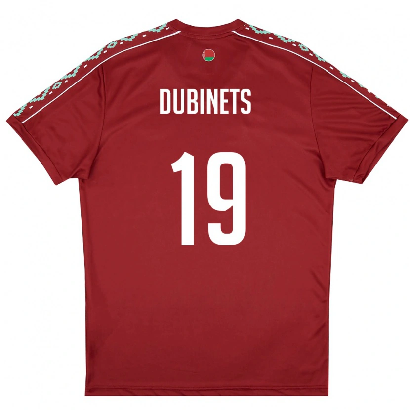 Danxen Hombre Camiseta Bielorrusia Ilya Dubinets #19 Rojo Oscuro Blanco 1ª Equipación 26-28 La Camisa