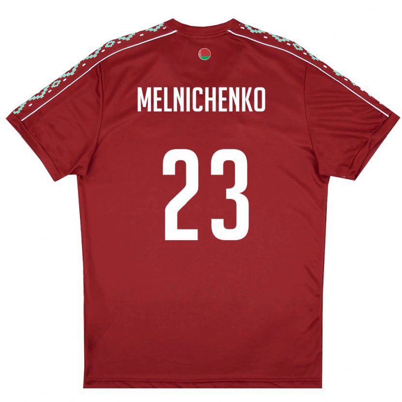 Danxen Hombre Camiseta Bielorrusia Trofim Melnichenko #23 Rojo Oscuro Blanco 1ª Equipación 26-28 La Camisa