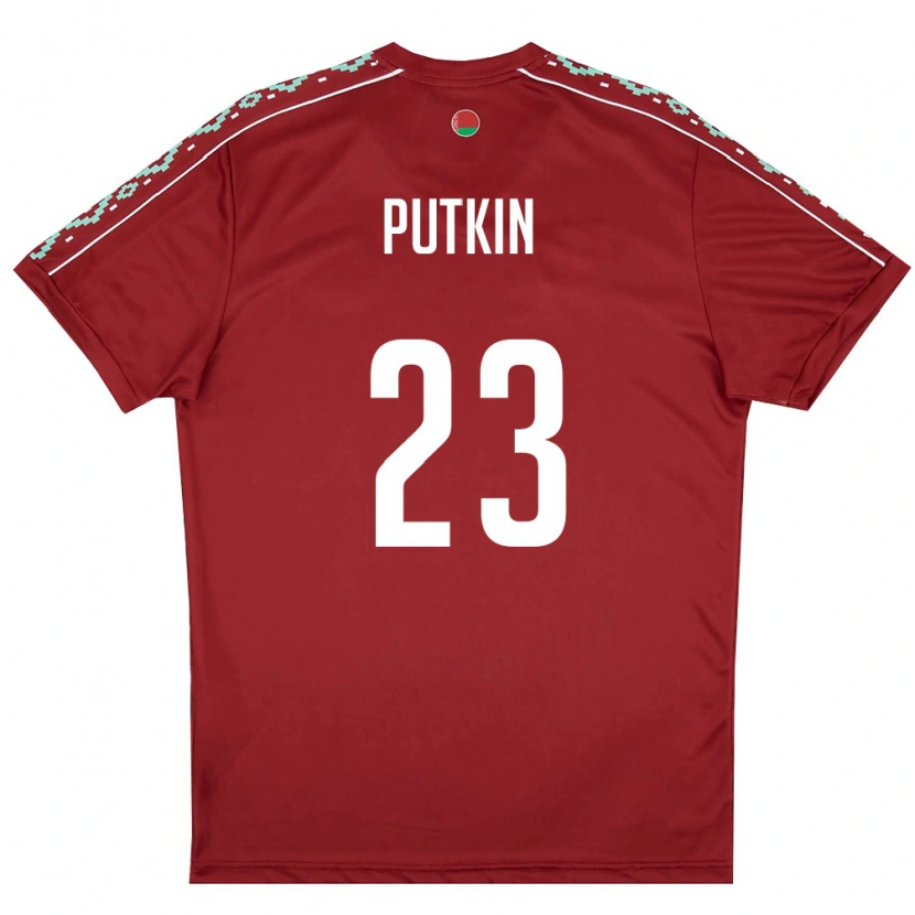 Danxen Hombre Camiseta Bielorrusia Ilya Putkin #23 Rojo Oscuro Blanco 1ª Equipación 26-28 La Camisa