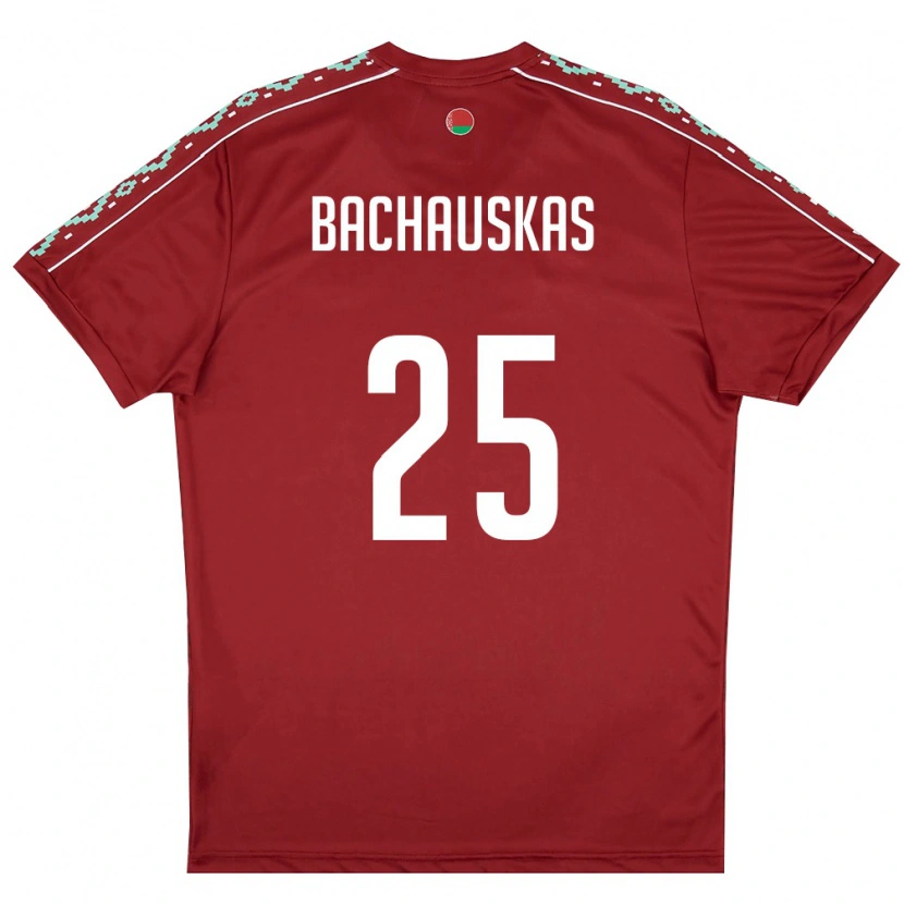 Danxen Hombre Camiseta Bielorrusia Ivan Bachauskas #25 Rojo Oscuro Blanco 1ª Equipación 26-28 La Camisa