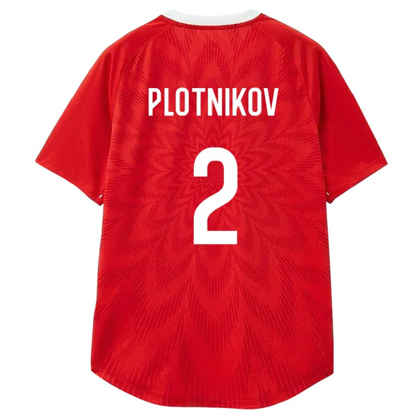 Danxen Hombre Camiseta Rusia Daniil Plotnikov #2 Rojo Blanco Marrón 1ª Equipación 26-28 La Camisa