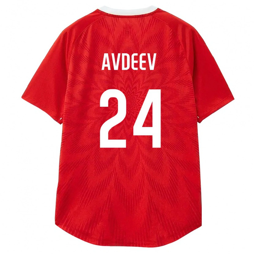 Danxen Hombre Camiseta Rusia Denis Avdeev #24 Rojo Blanco Marrón 1ª Equipación 26-28 La Camisa