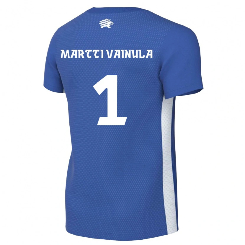 Danxen Hombre Camiseta Estonia Jan Martti Vainula #1 Azul Oscuro Blanco 1ª Equipación 26-28 La Camisa