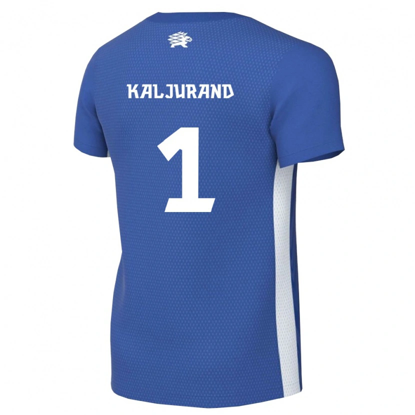 Danxen Hombre Camiseta Estonia Joonatan Kaljurand #1 Azul Oscuro Blanco 1ª Equipación 26-28 La Camisa
