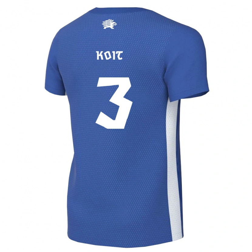 Danxen Hombre Camiseta Estonia Carl Koit #3 Azul Oscuro Blanco 1ª Equipación 26-28 La Camisa