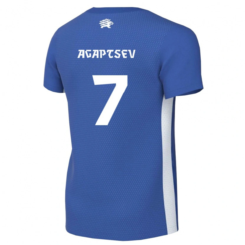 Danxen Hombre Camiseta Estonia Stanislav Agaptsev #7 Azul Oscuro Blanco 1ª Equipación 26-28 La Camisa