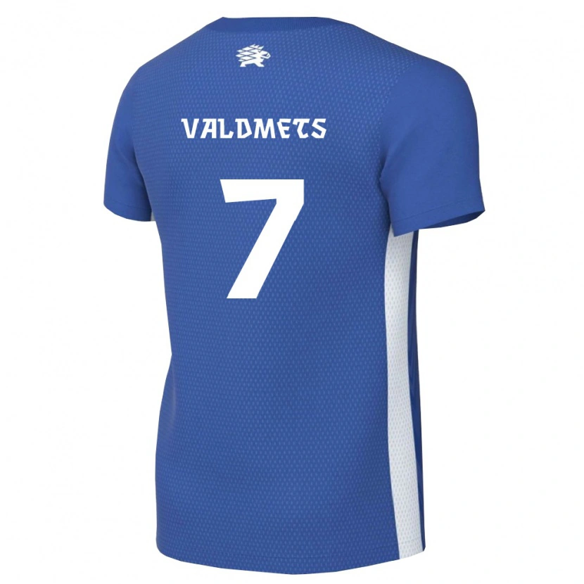 Danxen Hombre Camiseta Estonia Remo Valdmets #7 Azul Oscuro Blanco 1ª Equipación 26-28 La Camisa