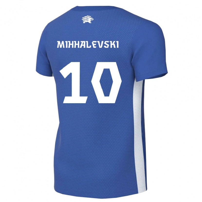 Danxen Hombre Camiseta Estonia Robert Mihhalevski #10 Azul Oscuro Blanco 1ª Equipación 26-28 La Camisa