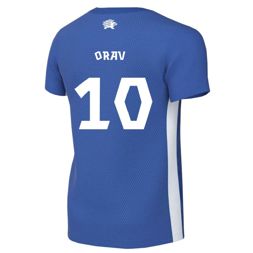 Danxen Hombre Camiseta Estonia Nathan Orav #10 Azul Oscuro Blanco 1ª Equipación 26-28 La Camisa