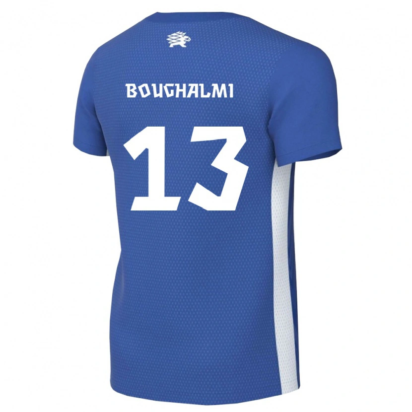 Danxen Hombre Camiseta Estonia Youssef Boughalmi #13 Azul Oscuro Blanco 1ª Equipación 26-28 La Camisa