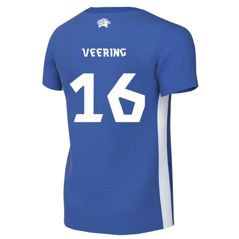Danxen Hombre Camiseta Estonia Robert Veering #16 Azul Oscuro Blanco 1ª Equipación 26-28 La Camisa