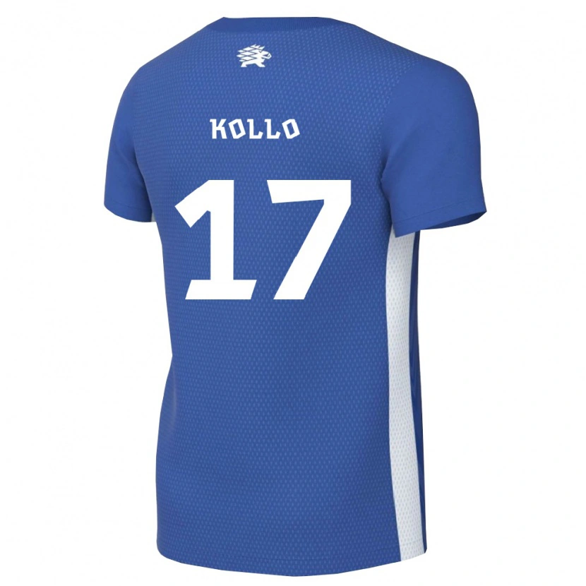Danxen Hombre Camiseta Estonia Airon Kollo #17 Azul Oscuro Blanco 1ª Equipación 26-28 La Camisa