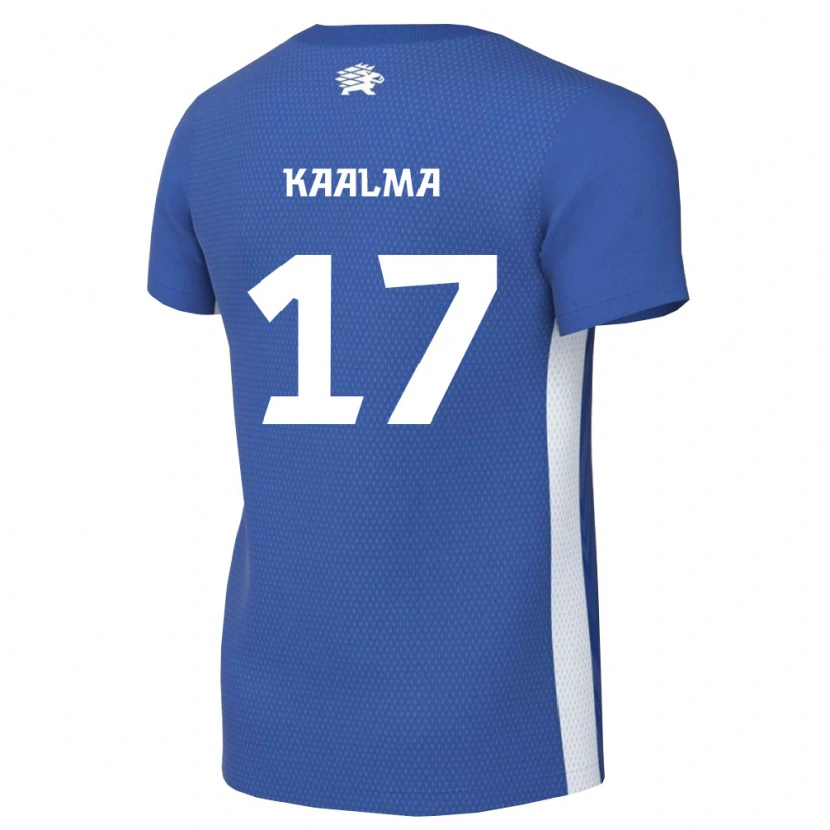 Danxen Hombre Camiseta Estonia Markus Kaalma #17 Azul Oscuro Blanco 1ª Equipación 26-28 La Camisa