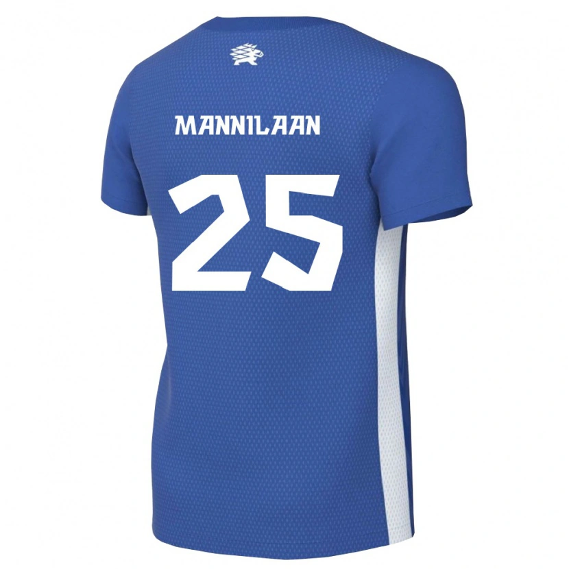 Danxen Hombre Camiseta Estonia Mattias Männilaan #25 Azul Oscuro Blanco 1ª Equipación 26-28 La Camisa