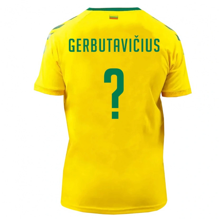 Danxen Hombre Camiseta Lituania Justas Gerbutavičius #0 Amarillo Verde 1ª Equipación 26-28 La Camisa