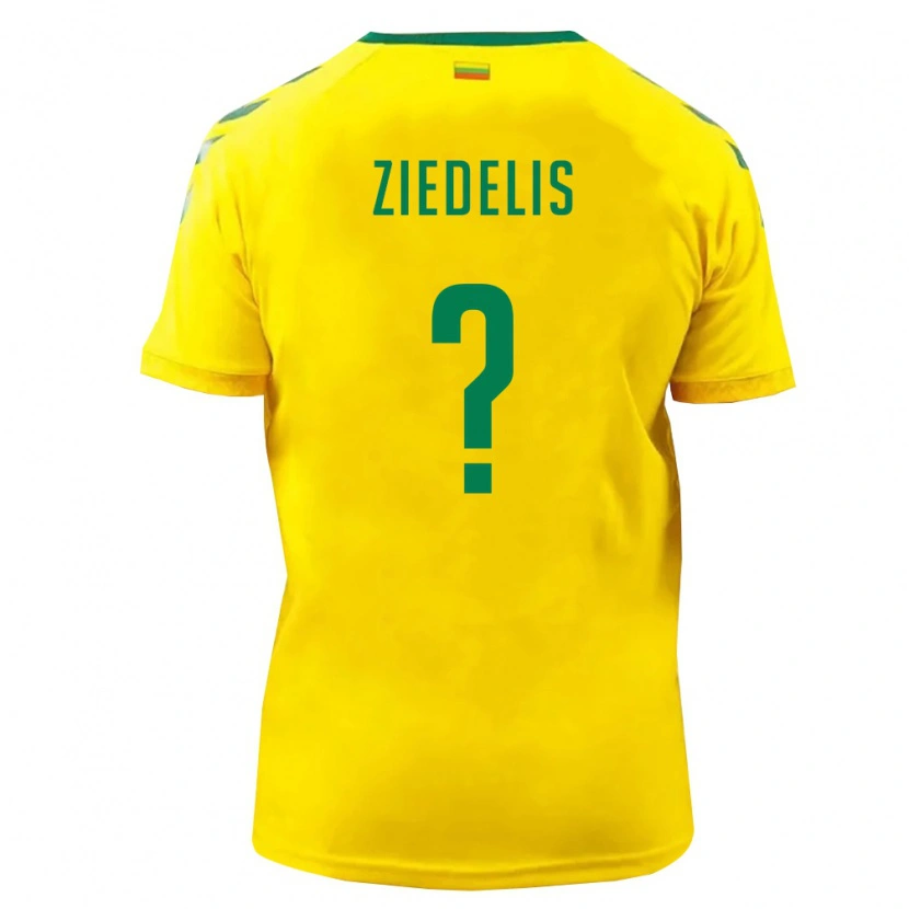 Danxen Hombre Camiseta Lituania Jokubas Ziedelis #0 Amarillo Verde 1ª Equipación 26-28 La Camisa