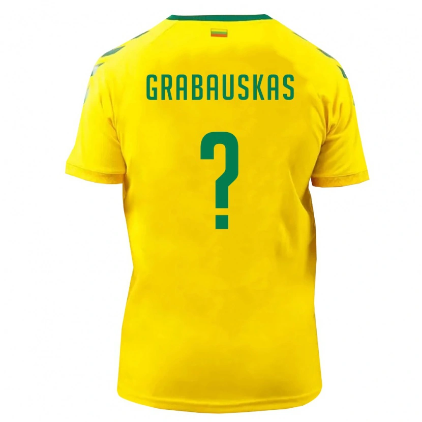 Danxen Hombre Camiseta Lituania Simas Grabauskas #0 Amarillo Verde 1ª Equipación 26-28 La Camisa
