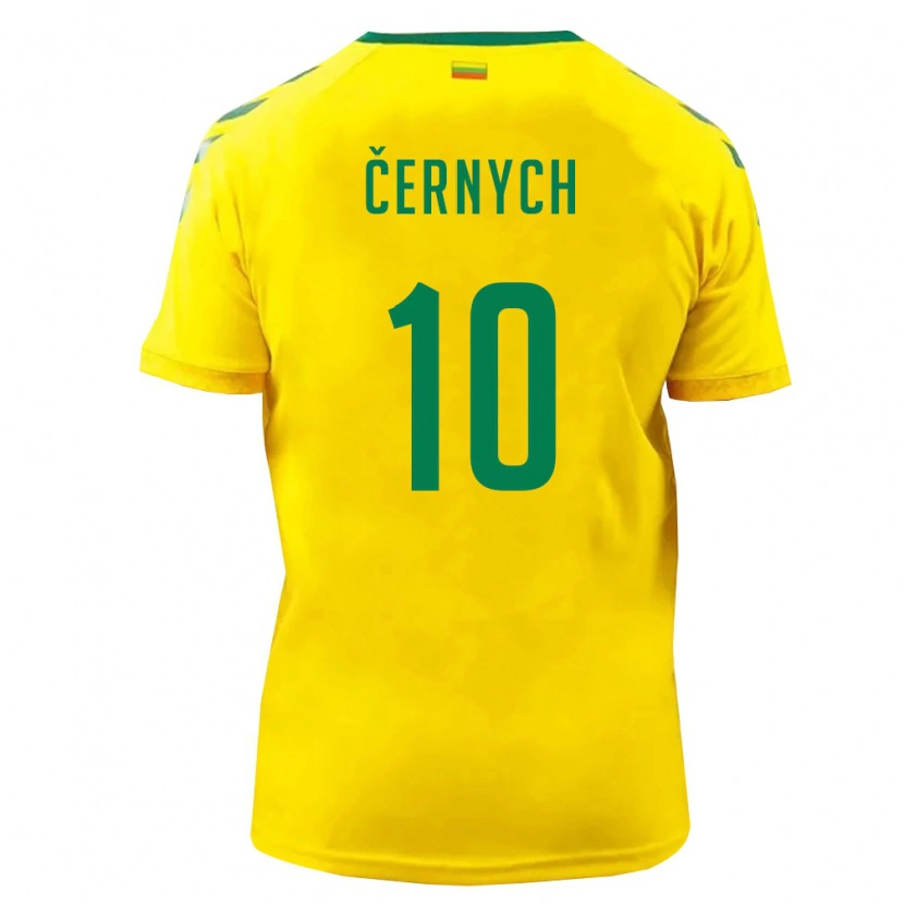 Danxen Hombre Camiseta Lituania Fedor Černych #10 Amarillo Verde 1ª Equipación 26-28 La Camisa
